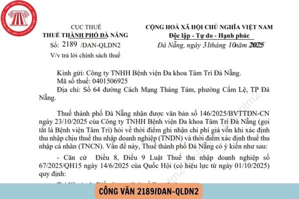 Công văn 2189/DAN-QLDN2