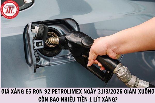 Giá xăng E5 RON 92 Petrolimex ngày 31/3/2026 giảm xuống còn bao nhiêu tiền 1 lít xăng?