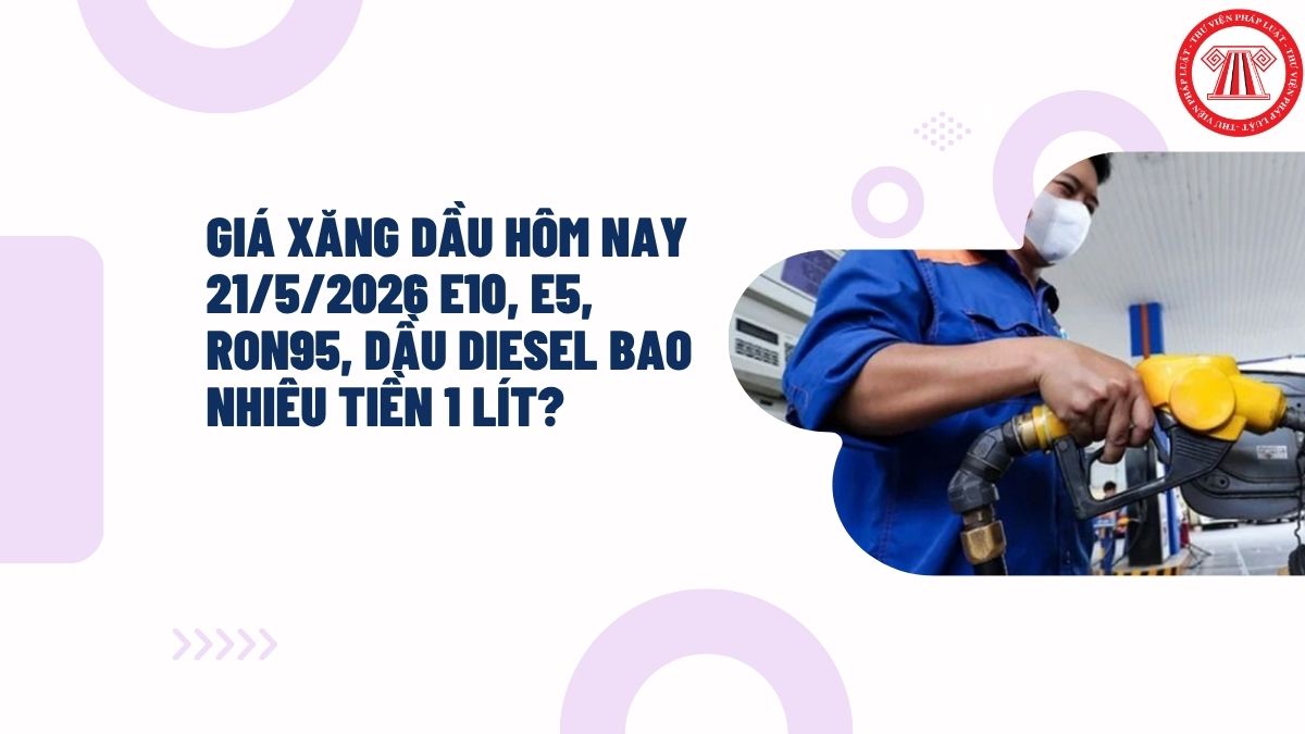 Giá xăng dầu hôm nay 21/5/2026 E10, E5, RON95, dầu diesel bao nhiêu tiền 1 lít?