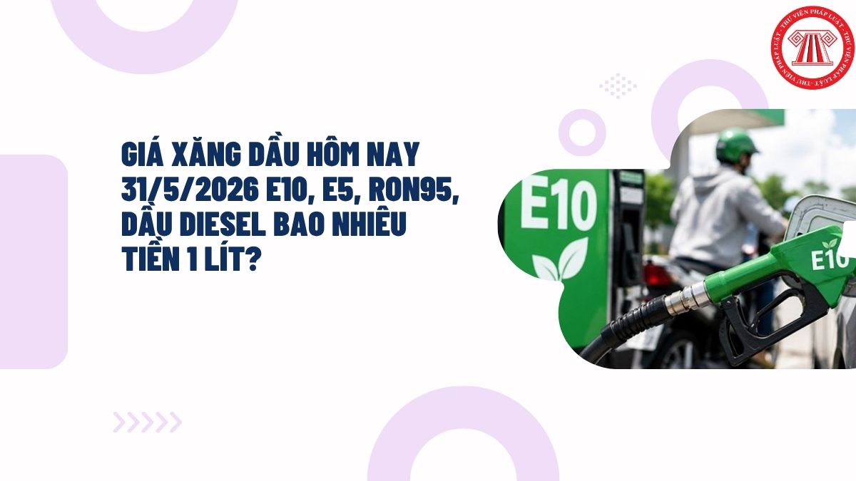 Giá xăng dầu hôm nay 31 5 2026 E10 E5 RON95 dầu diesel bao nhiêu tiền 1 lít?