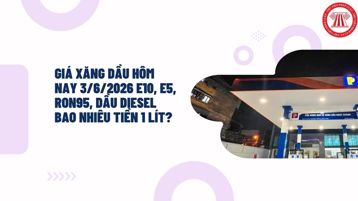 Giá xăng dầu hôm nay 3/6/2026 E10, E5, RON95, dầu diesel bao nhiêu tiền 1 lít?