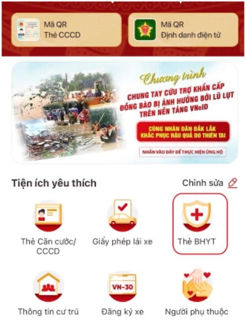 Mở ứng dụng VNeID và truy cập vào mục