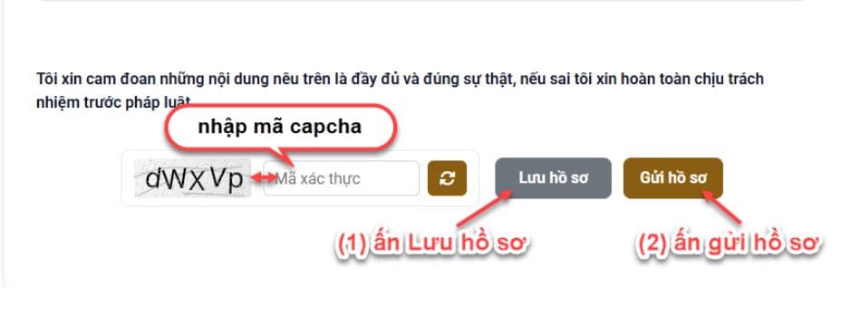 Gửi hồ sơ khi đã cập nhật đầy đủ thông tin