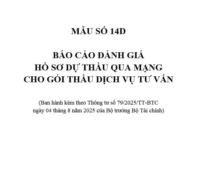  Mẫu Báo cáo đánh giá hồ sơ dự thầu qua mạng cho gói thầu dịch vụ tư vấn