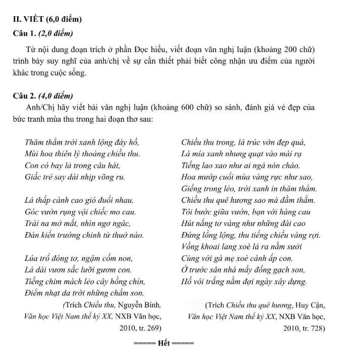 tốt nghiệp THPT 2026 môn Văn