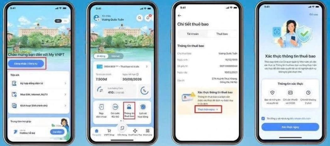 Nhấn Xác thực ngay trên màn hình giới thiệu