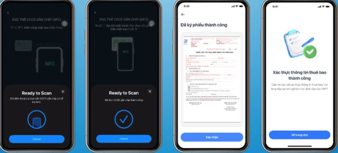 Áp sát thẻ CCCD vào mặt sau điện thoại (vị trí đầu đọc NFC) để quét chip