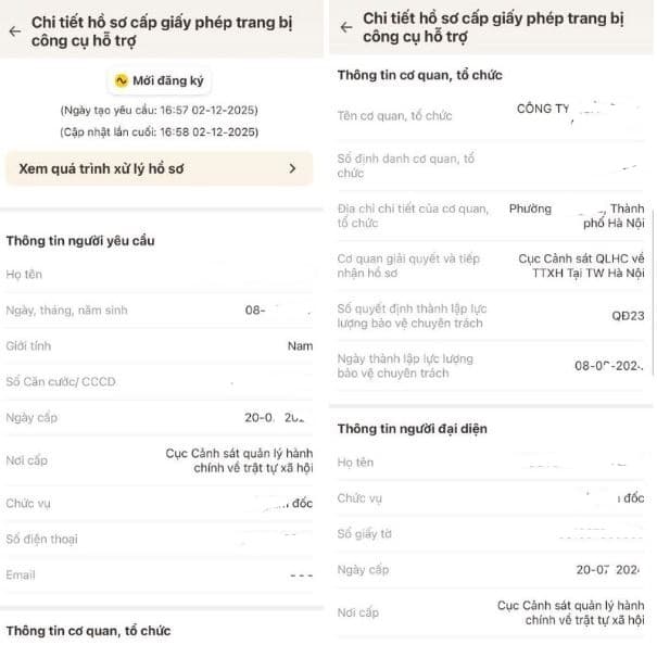 Công dân nhấn vào hồ sơ để xem chi tiết thông tin hồ sơ