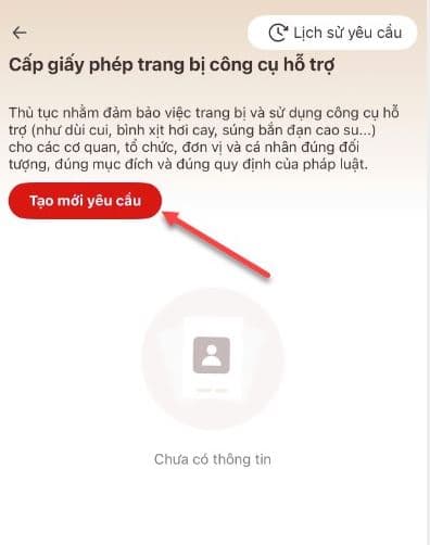 Chọn Tạo mới yêu cầu