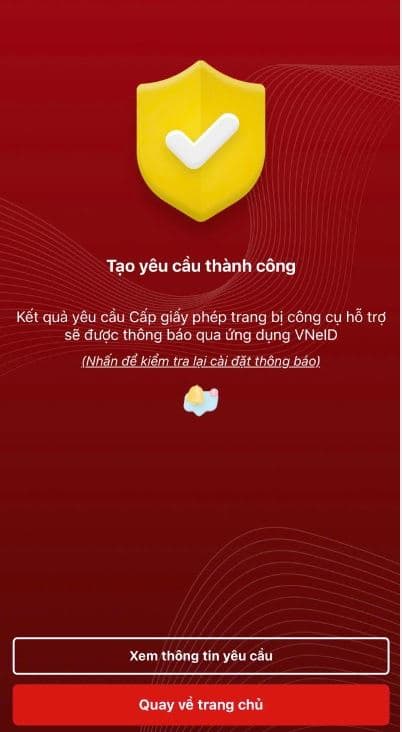 Gửi yêu cầu thành công