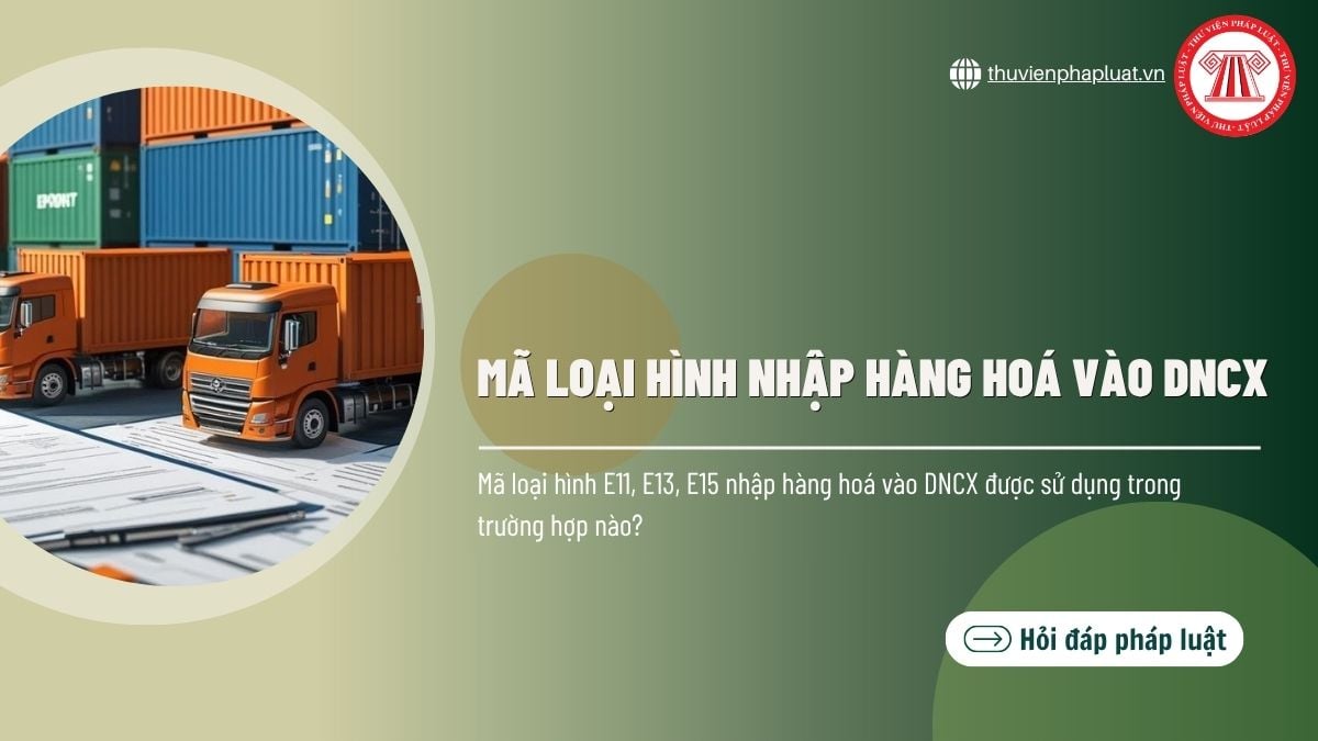 Mã loại hình E11, E13, E15 nhập hàng hoá vào DNCX được sử dụng trong trường hợp nào?
