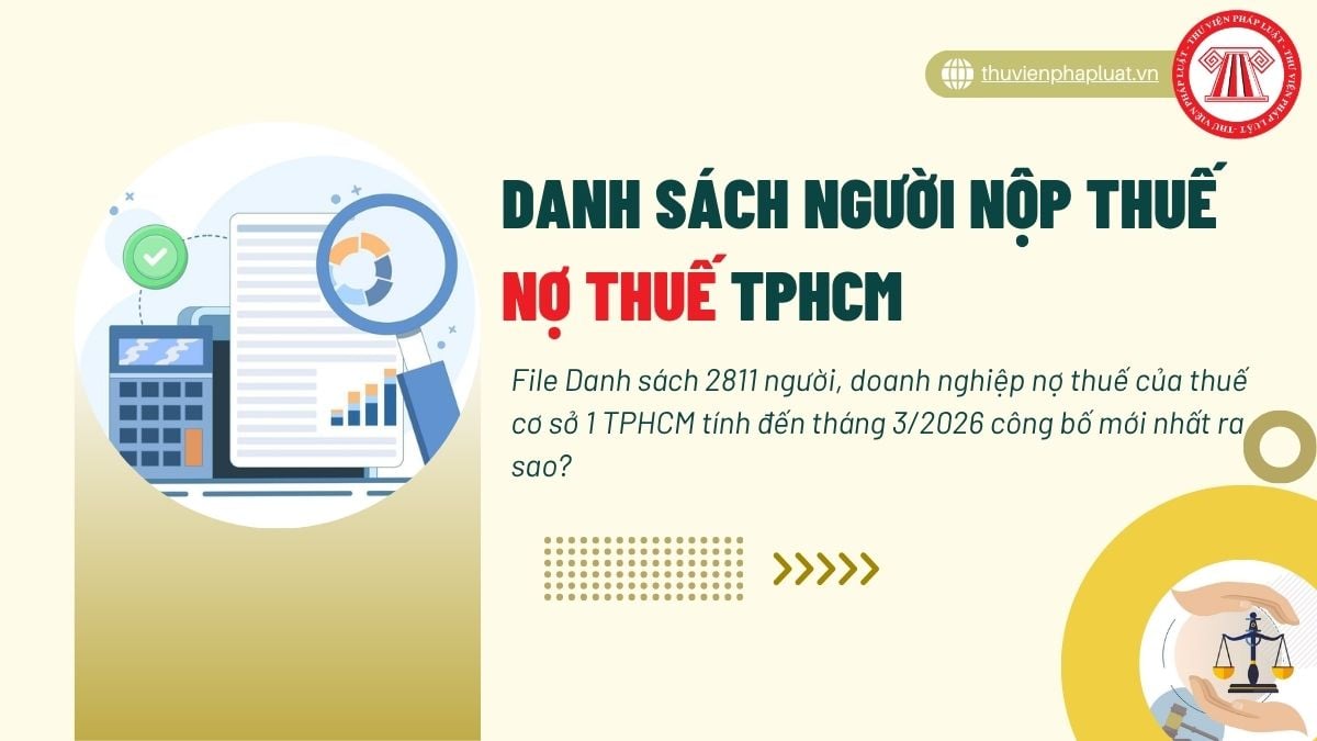 File Danh sách 2811 người, doanh nghiệp nợ thuế của thuế cơ sở 1 TPHCM tính đến tháng 3/2026 công bố mới nhất ra sao?