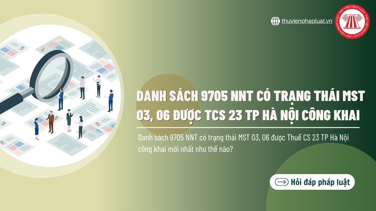 Danh sách 9705 NNT có trạng thái MST 03, 06 được Thuế CS 23 TP Hà Nội công khai mới nhất như thế nào?