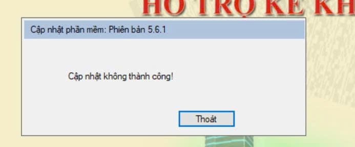 Cài đặt phần mềm HTKK 5.6.1 khi cập nhật không thành công