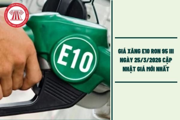 Giá xăng E10 RON 95 III ngày 25/3/2026 hôm nay cập nhật giá mới nhất là bao nhiêu?