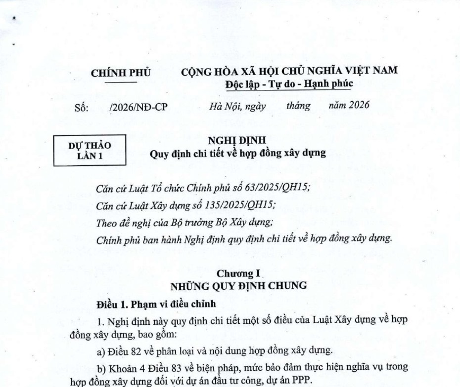 Nghị định quy định chi tiết về hợp đồng xây dựng
