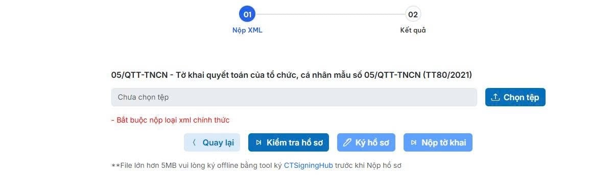 bắt buộc nộp loại xml chính thức