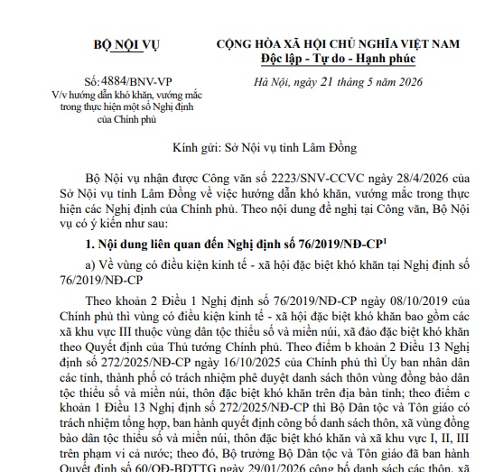 Công văn 4884/BNV-VP giải quyết chế độ chính sách cho cán bộ công chức viên chức