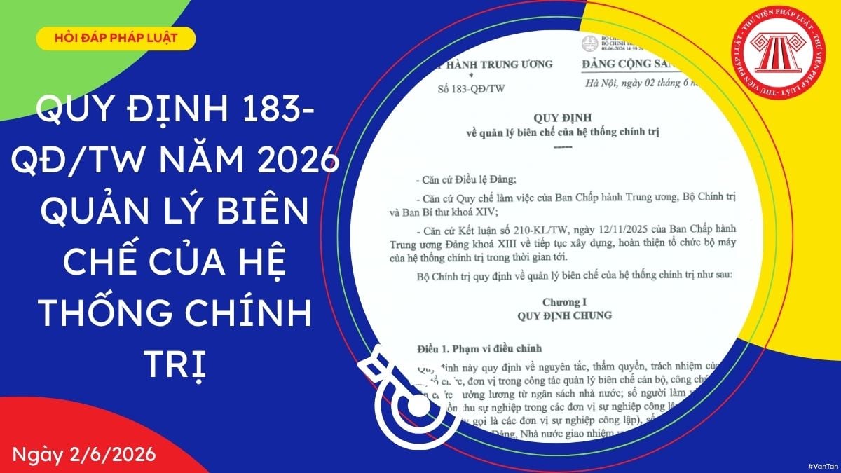 Quy định 183-QĐ/TW năm 2026 quản lý biên chế của hệ thống chính trị