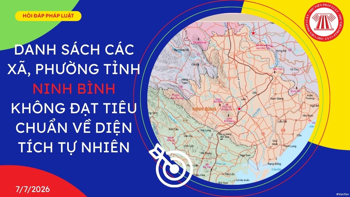 các xã, phường không đạt tiêu chuẩn về diện tích tự nhiên tại tỉnh ninh bình