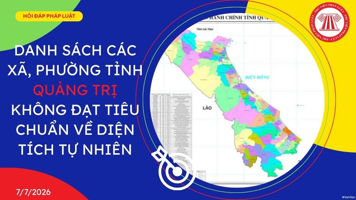 các xã, phường không đạt tiêu chuẩn về diện tích tự nhiên tại tỉnh quảng trị