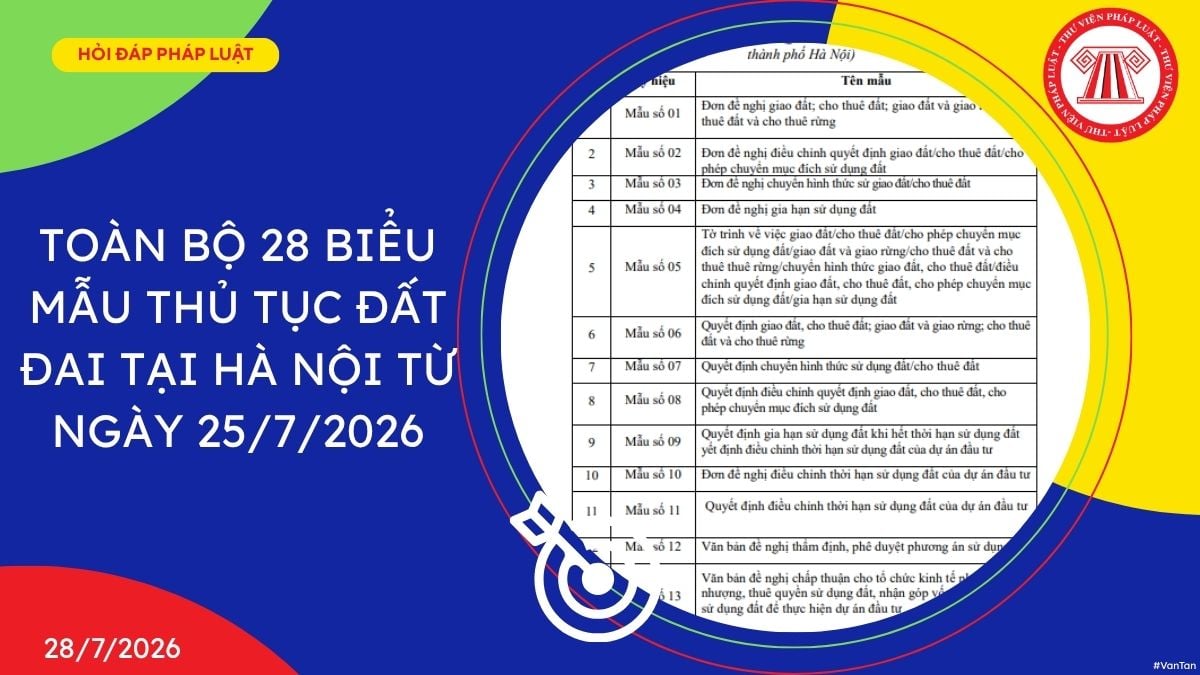 28 biểu mẫu thủ tục đất đai tại Hà Nội