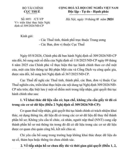 Công văn 6051/CT-VP năm 2026