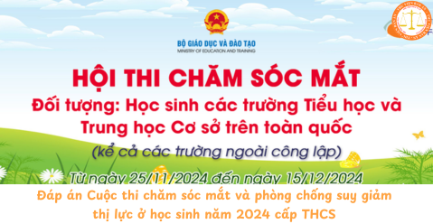 Toàn bộ đáp án Cuộc thi chăm sóc mắt và phòng chống suy giảm thị lực ở học sinh năm 2024 cấp THCS 