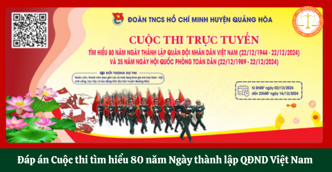 Câu hỏi và đáp án cuộc thi tìm hiểu 80 năm Ngày thành lập QĐND VN và 35 năm Ngày hội quốc phòng toàn dân - huyện Quảng Hòa