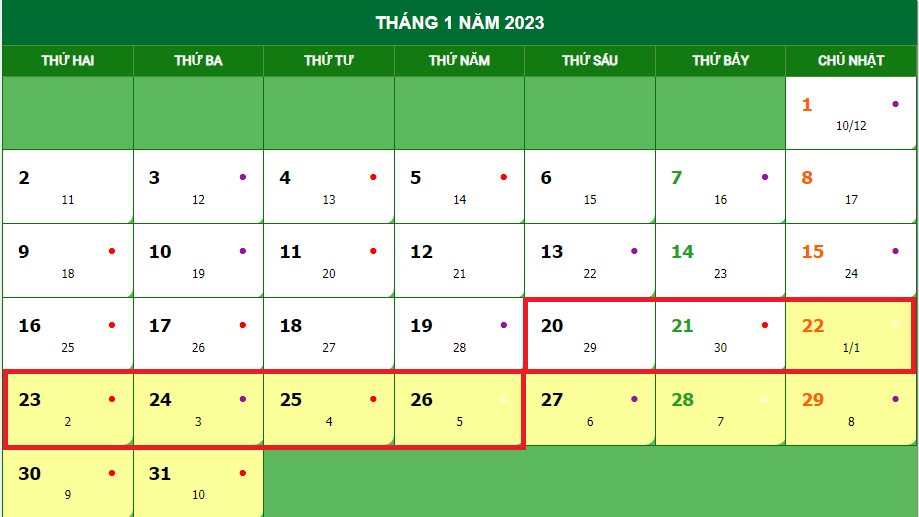 Vietnam: Lunar New Year holiday schedule for civil servants and employees in 2023