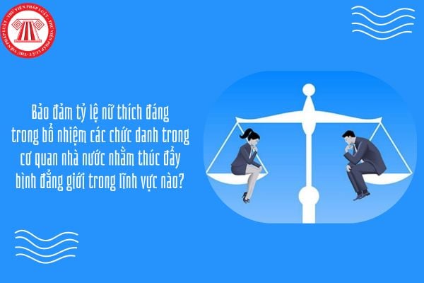 Bảo đảm tỷ lệ nữ thích đáng trong bổ nhiệm các chức danh trong cơ quan nhà nước nhằm thúc đẩy bình đẳng giới trong lĩnh vực nào?