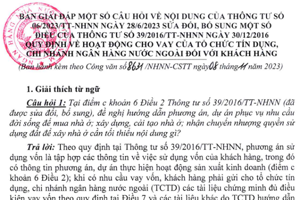 Công văn 8631/NHNN-CSTT giải đáp 43 vướng mắc Thông tư 06/2023/TT-NHNN