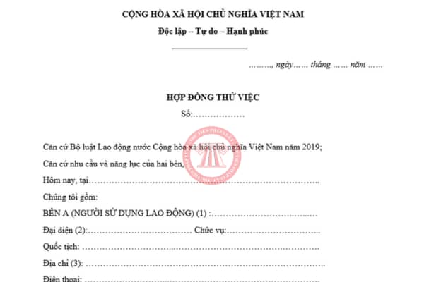 mẫu hợp đồng thử việc