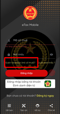tìm mã số thuế trên etax mobie