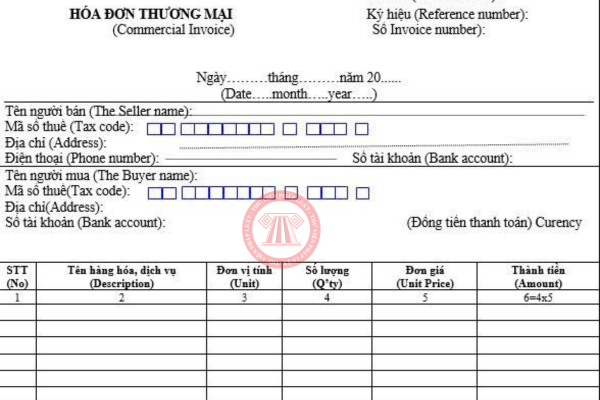 Mẫu hóa đơn thương mại mới nhất theo Thông tư 32