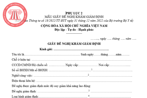 Mẫu giấy đề nghị khám giám định thương tật để hưởng BHXH một lần năm 2025