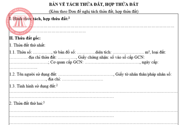 Tải về mẫu bản vẽ tách thửa đất hợp thửa đất lập theo mẫu số 02/ĐK