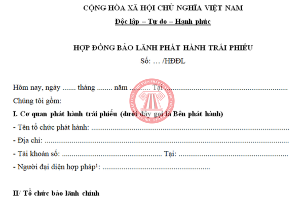 Mẫu hợp đồng bảo lãnh phát hành trái phiếu 2025
