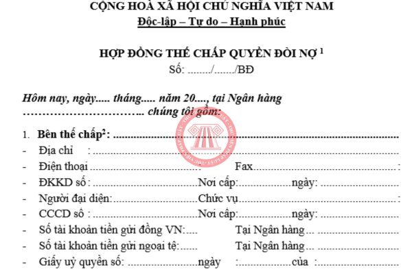 Mẫu hợp đồng thế chấp quyền đòi nợ 2025