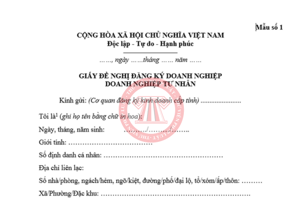 File Word Giấy đề nghị thành lập doanh nghiệp theo Thông tư 68/2025/TT-BTC