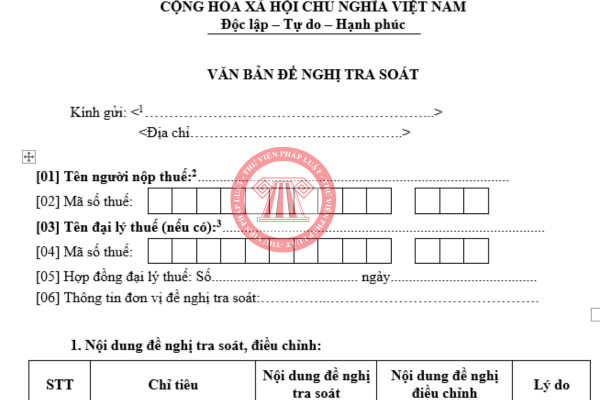 Tải về file word mẫu văn bản đề nghị tra soát mới nhất
