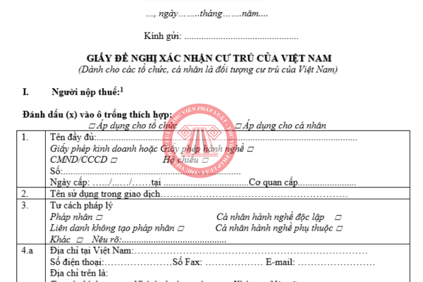 Tải về Giấy đề nghị xác nhận cư trú của Việt Nam mới nhất