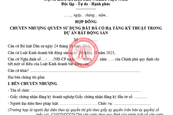 Tải về file word mẫu hợp đồng chuyển nhượng quyền sử dụng đất 2025