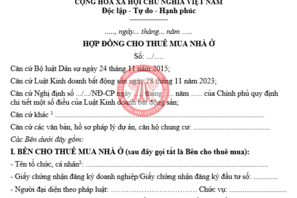 Tải về mẫu hợp đồng thuê mua căn hộ chung cư 2025