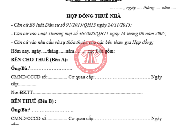 Tải về file word mẫu hợp đồng thuê nhà đất mới nhất