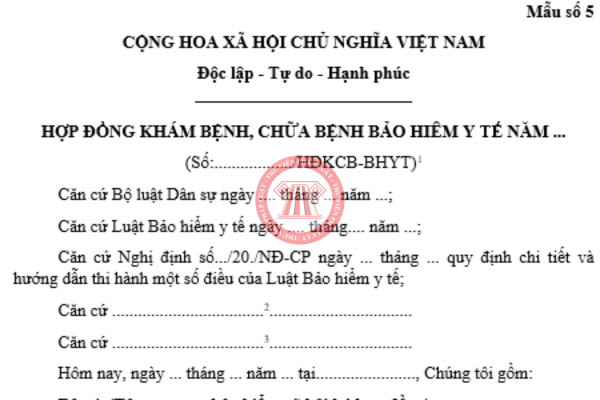 Mẫu hợp đồng khám bệnh, chữa bệnh BHYT mới nhất 2025