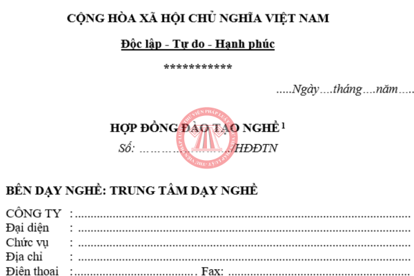 Mẫu hợp đồng đào tạo nghề mới nhất 2025