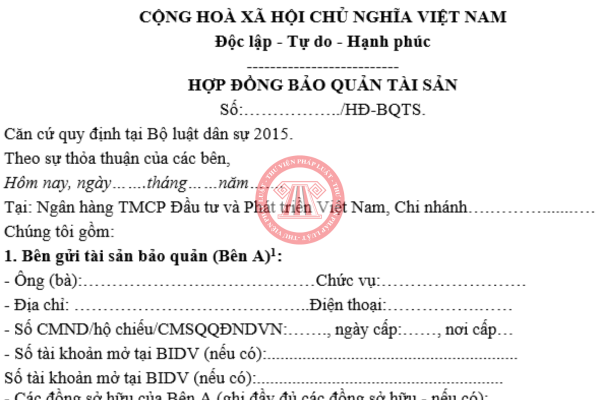 Mẫu hợp đồng quản lý tài sản 2025