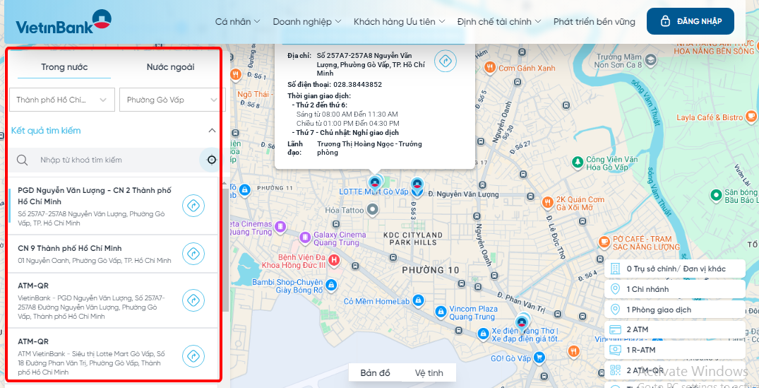 giờ làm việc Vietinbank 2025
