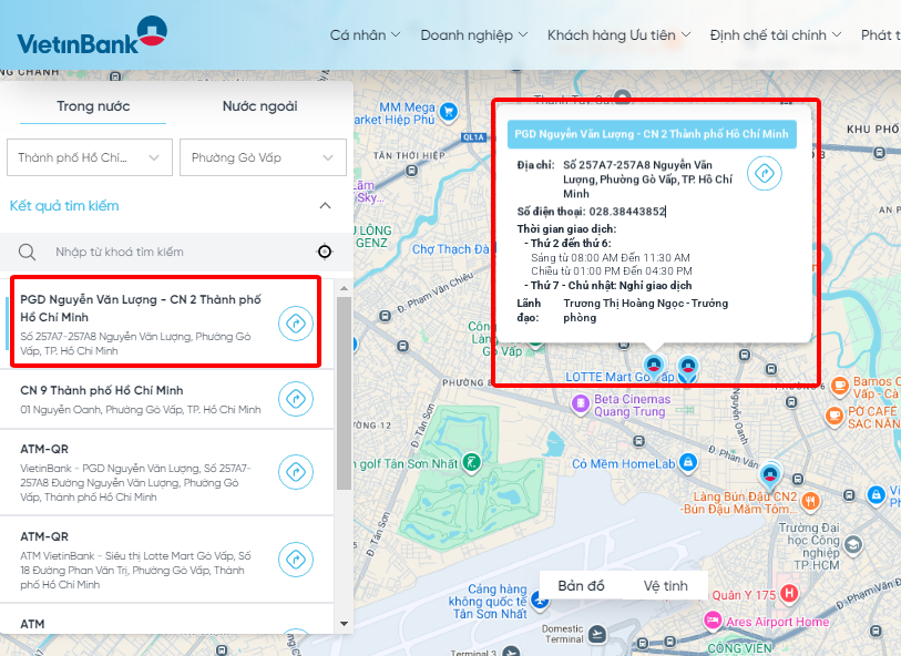 tra cứu giờ làm việc vietinbank 2025